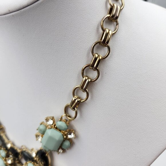 Smokey Grey and Pale Blue Rhinestone Jeweled Necklace - Picture 3 of 10